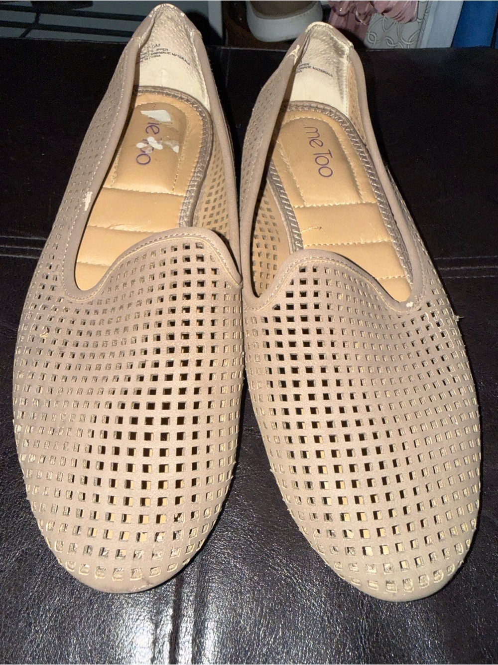 me too Taupe Perforated Slip-On Loafers